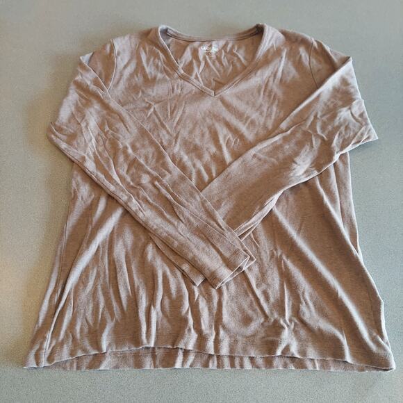 Lands' End Shirt Women's Size Large (14-16) Tan Long Sleeve Tee - Picture 1 of 7